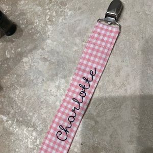 Monogrammed Charlotte pacifier clip